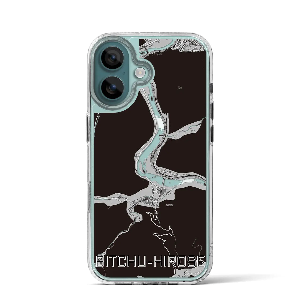 【備中広瀬(岡山県)】地図柄iPhoneケース(MagSafeタイプ)モノトーン・iPhone 16 Pro 用