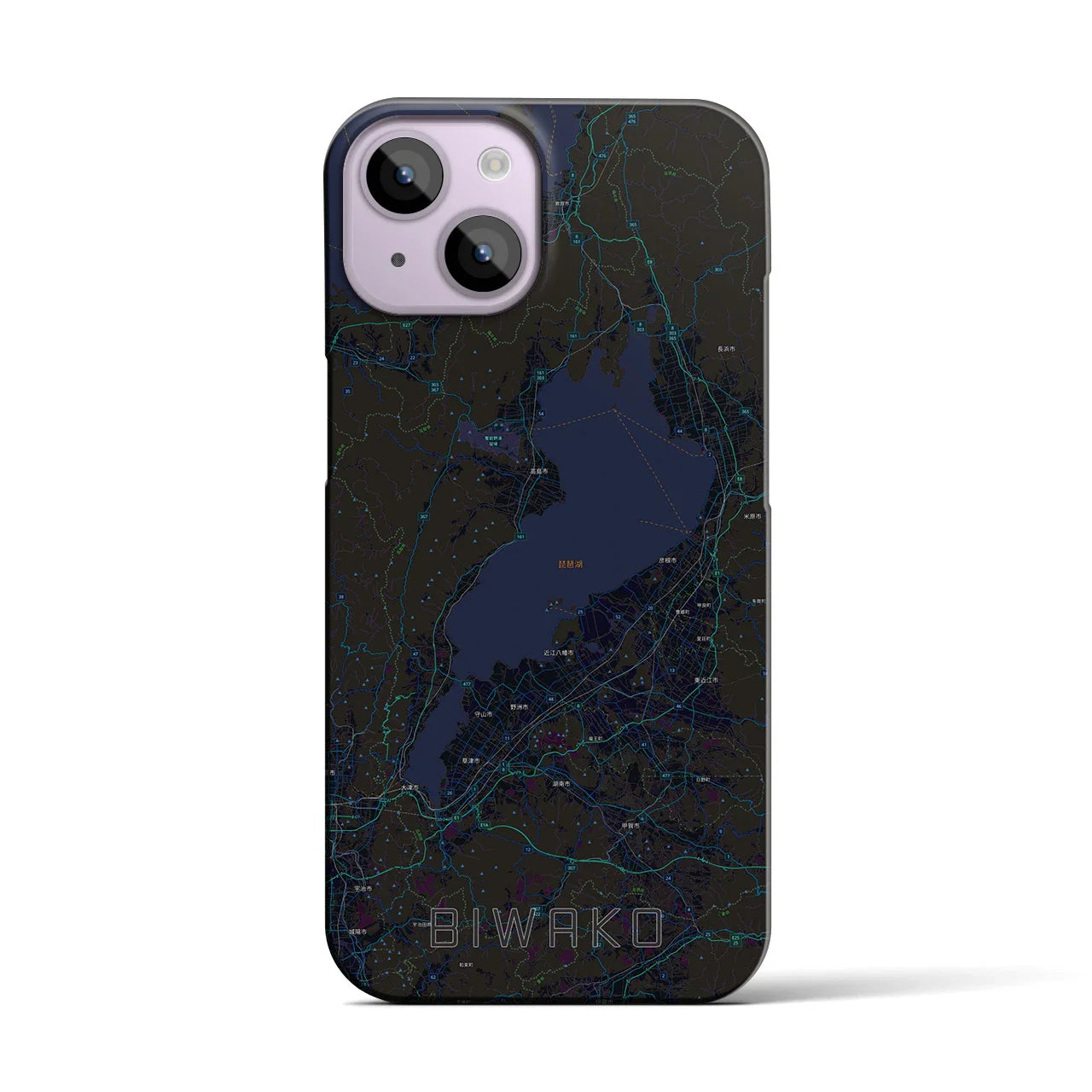 【琵琶湖2(滋賀県)】地図柄iPhoneケース(バックカバータイプ)