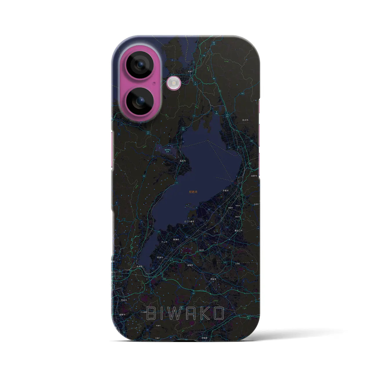 【琵琶湖2(滋賀県)】地図柄iPhoneケース(バックカバータイプ)