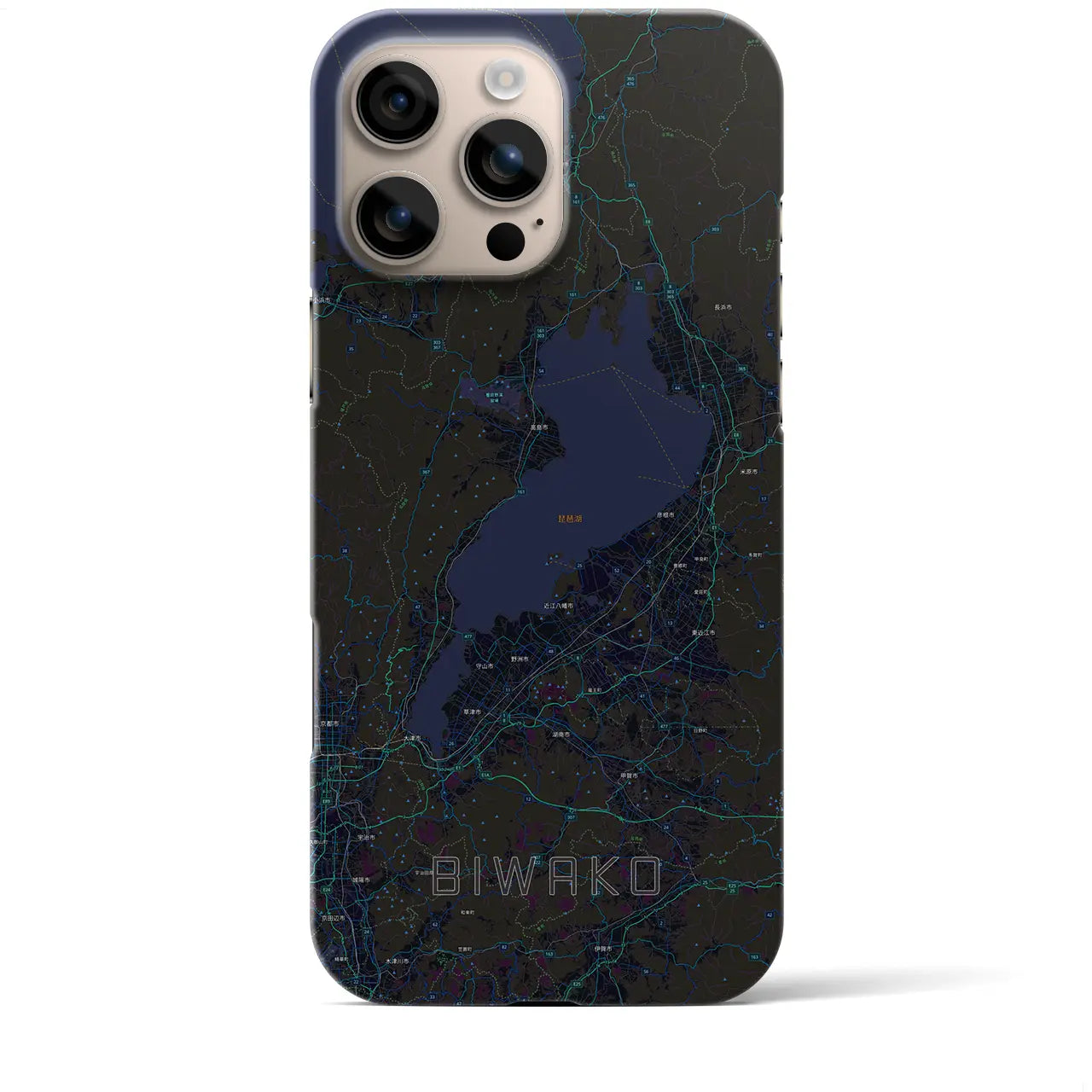 【琵琶湖2(滋賀県)】地図柄iPhoneケース(バックカバータイプ)
