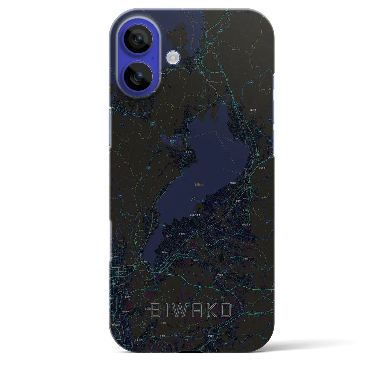 【琵琶湖2(滋賀県)】地図柄iPhoneケース(バックカバータイプ)