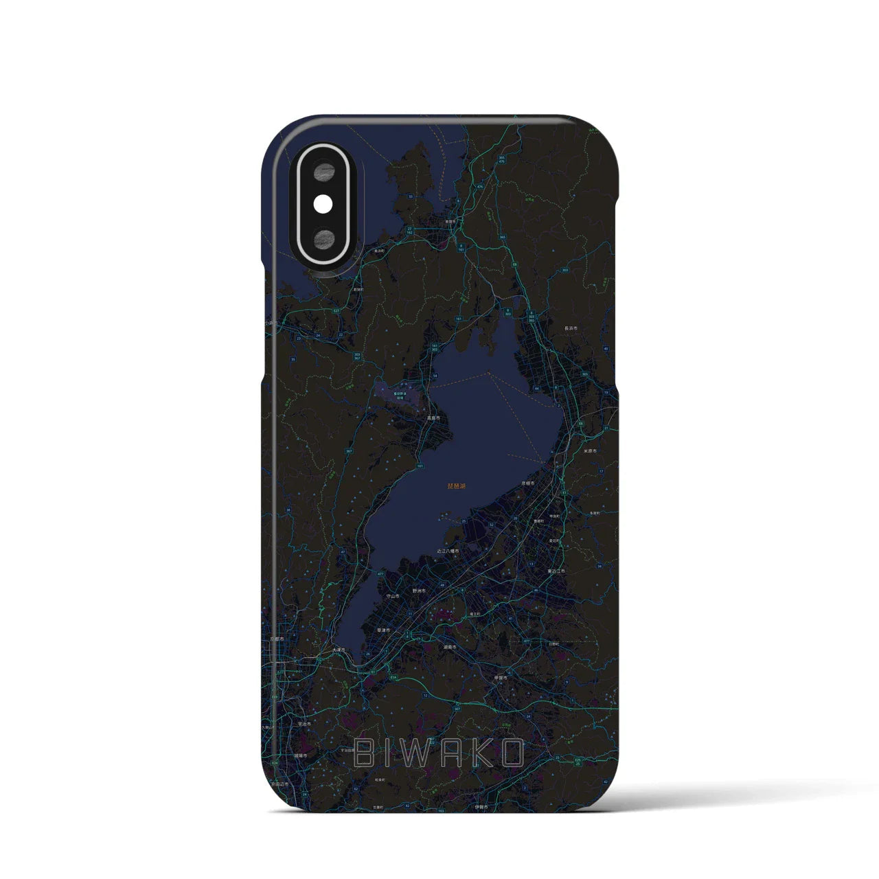 【琵琶湖2(滋賀県)】地図柄iPhoneケース(バックカバータイプ)