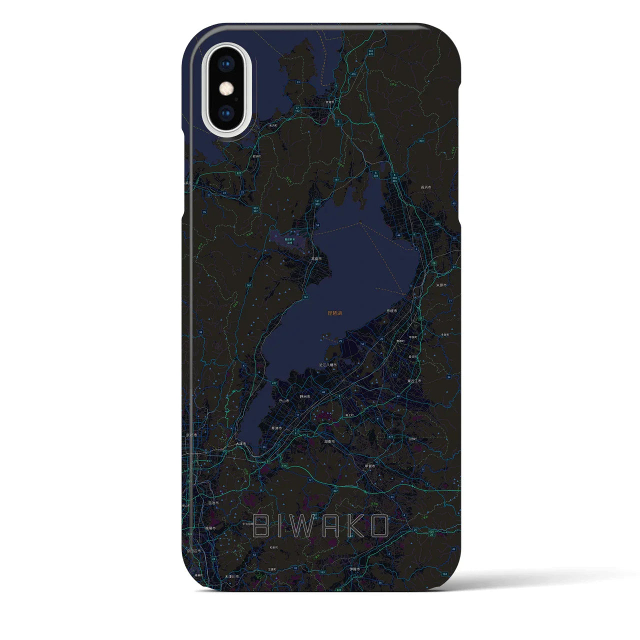 【琵琶湖2(滋賀県)】地図柄iPhoneケース(バックカバータイプ)