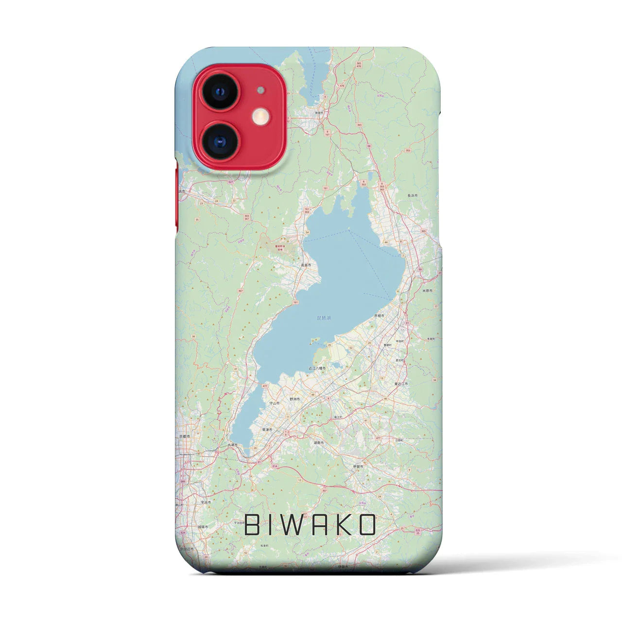 【琵琶湖2(滋賀県)】地図柄iPhoneケース(バックカバータイプ)