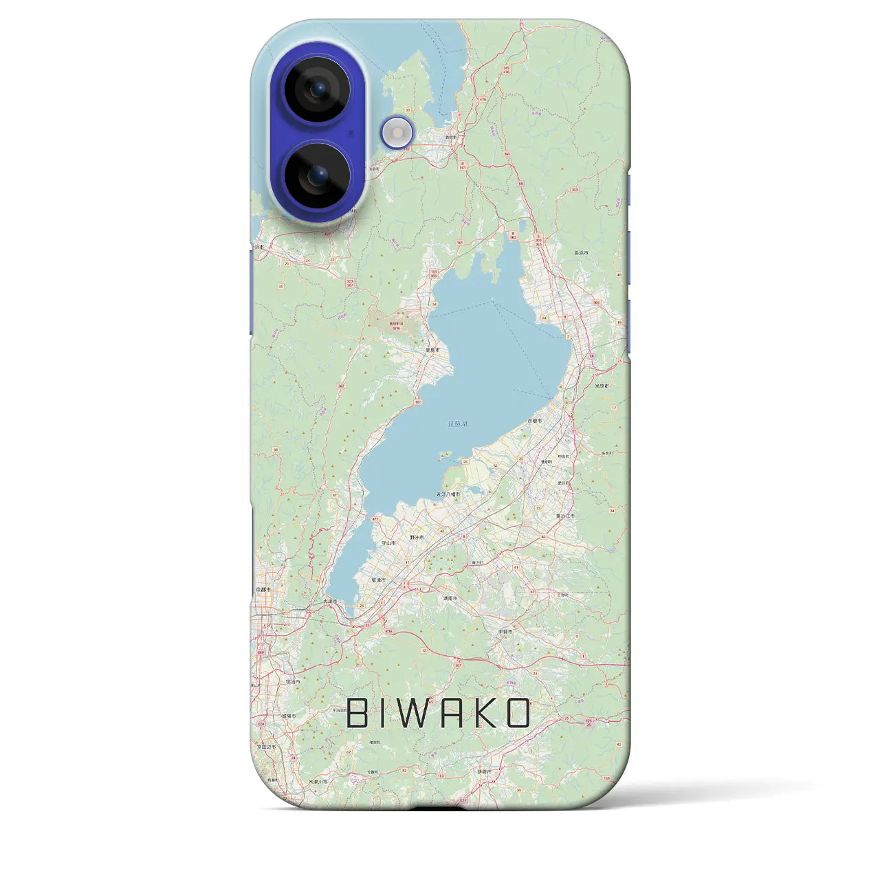 【琵琶湖2(滋賀県)】地図柄iPhoneケース(バックカバータイプ)