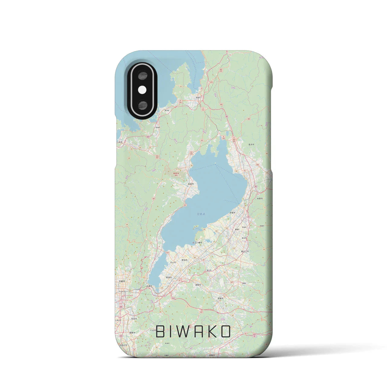 【琵琶湖2(滋賀県)】地図柄iPhoneケース(バックカバータイプ)