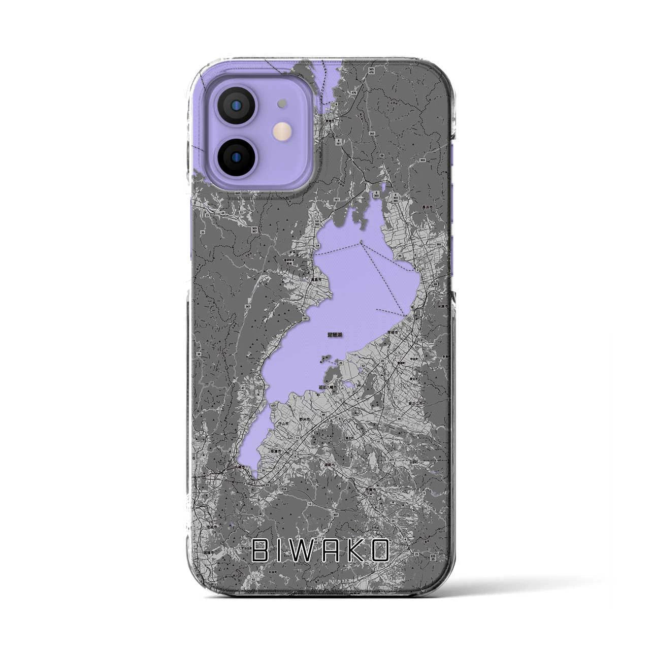 【琵琶湖2(滋賀県)】地図柄iPhoneケース(クリアタイプ)