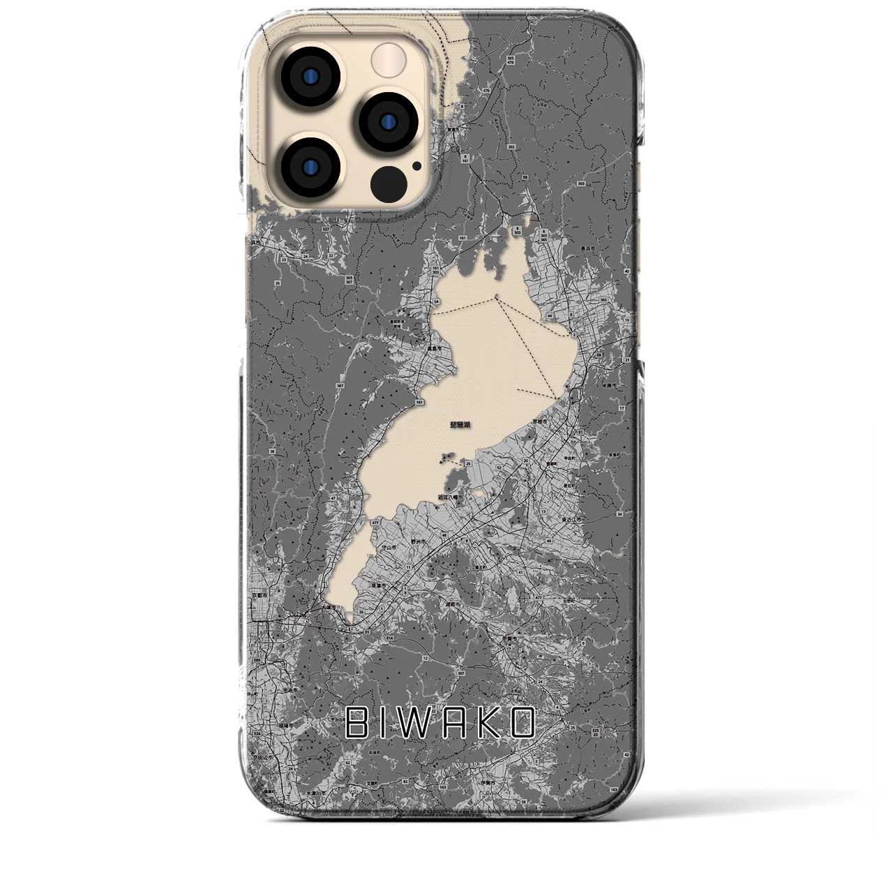 【琵琶湖2(滋賀県)】地図柄iPhoneケース(クリアタイプ)