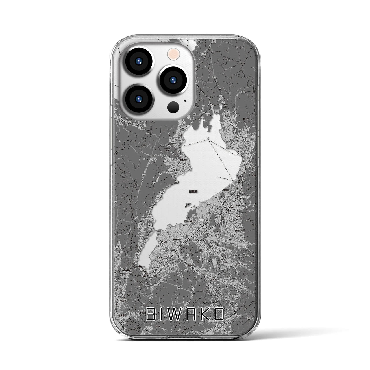 【琵琶湖2(滋賀県)】地図柄iPhoneケース(クリアタイプ)