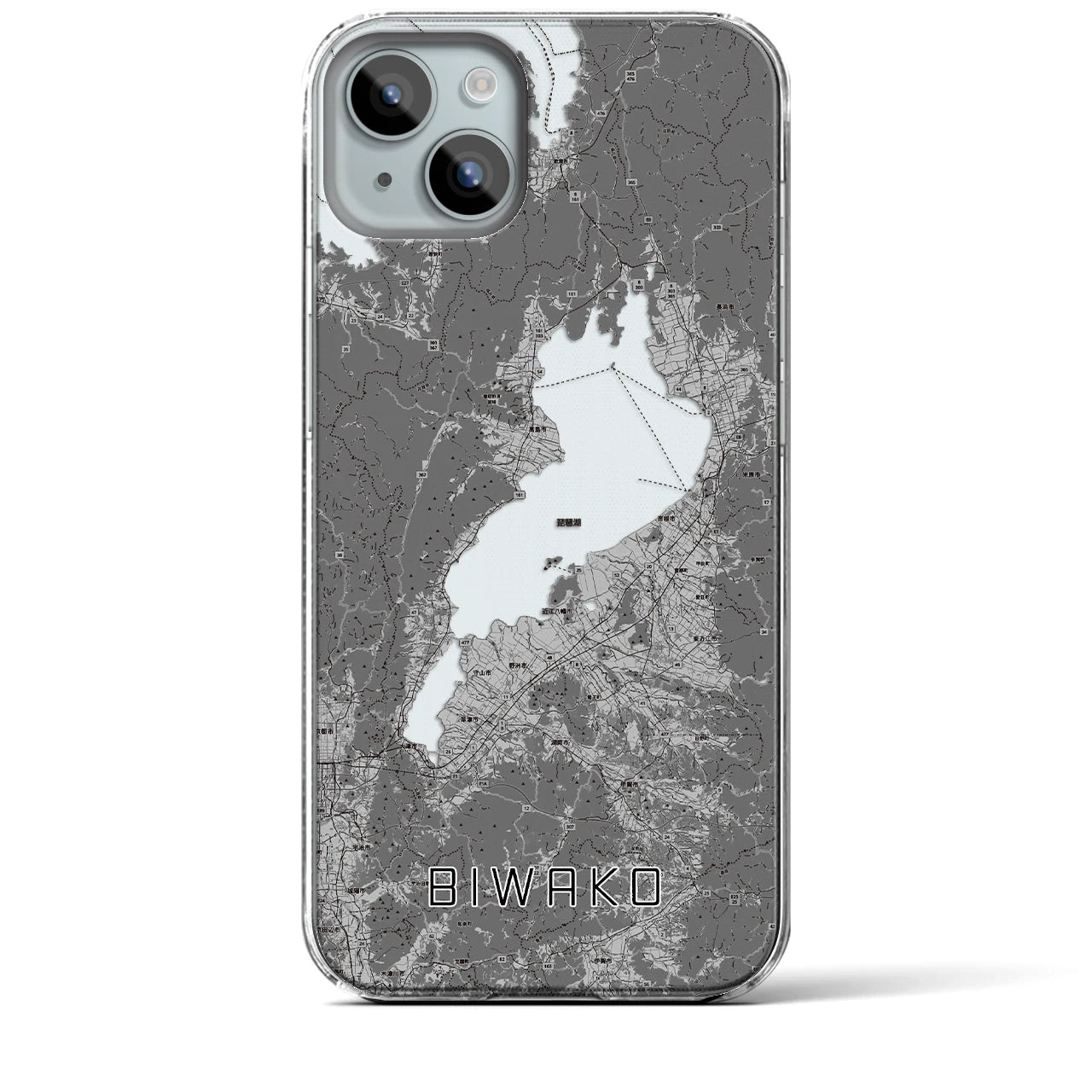 【琵琶湖2(滋賀県)】地図柄iPhoneケース(クリアタイプ)