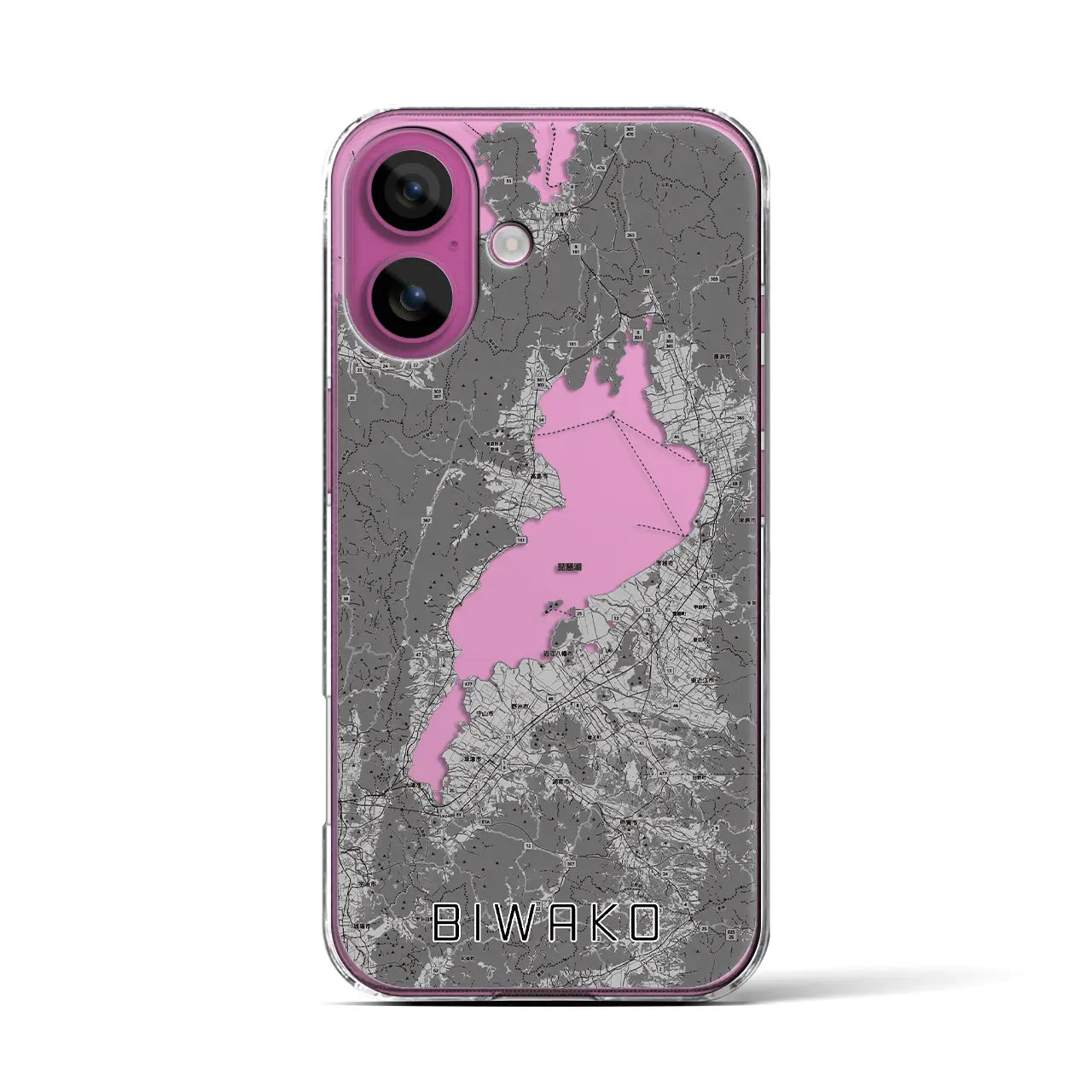 【琵琶湖2(滋賀県)】地図柄iPhoneケース(クリアタイプ)