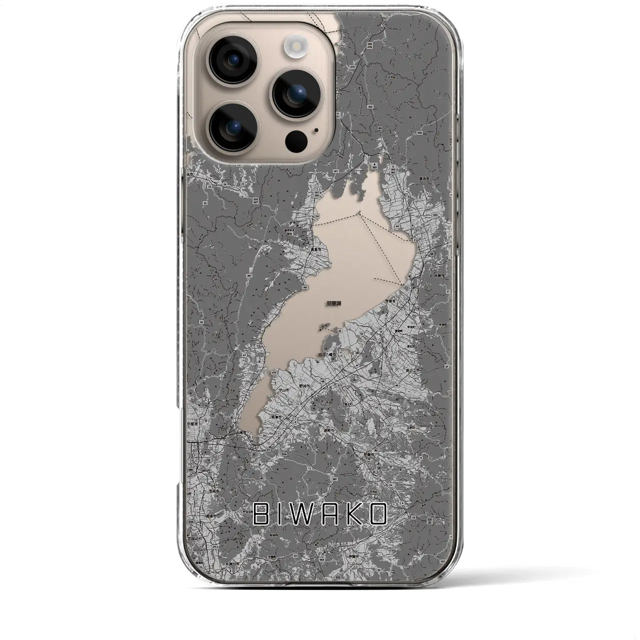 【琵琶湖2(滋賀県)】地図柄iPhoneケース(クリアタイプ)