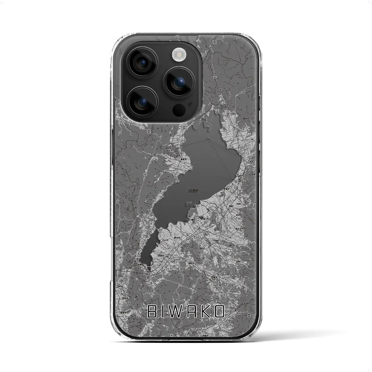 【琵琶湖2(滋賀県)】地図柄iPhoneケース(クリアタイプ)