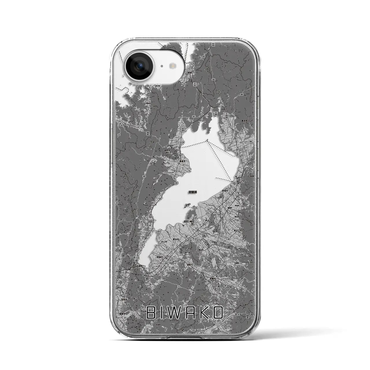 【琵琶湖2(滋賀県)】地図柄iPhoneケース(クリアタイプ)