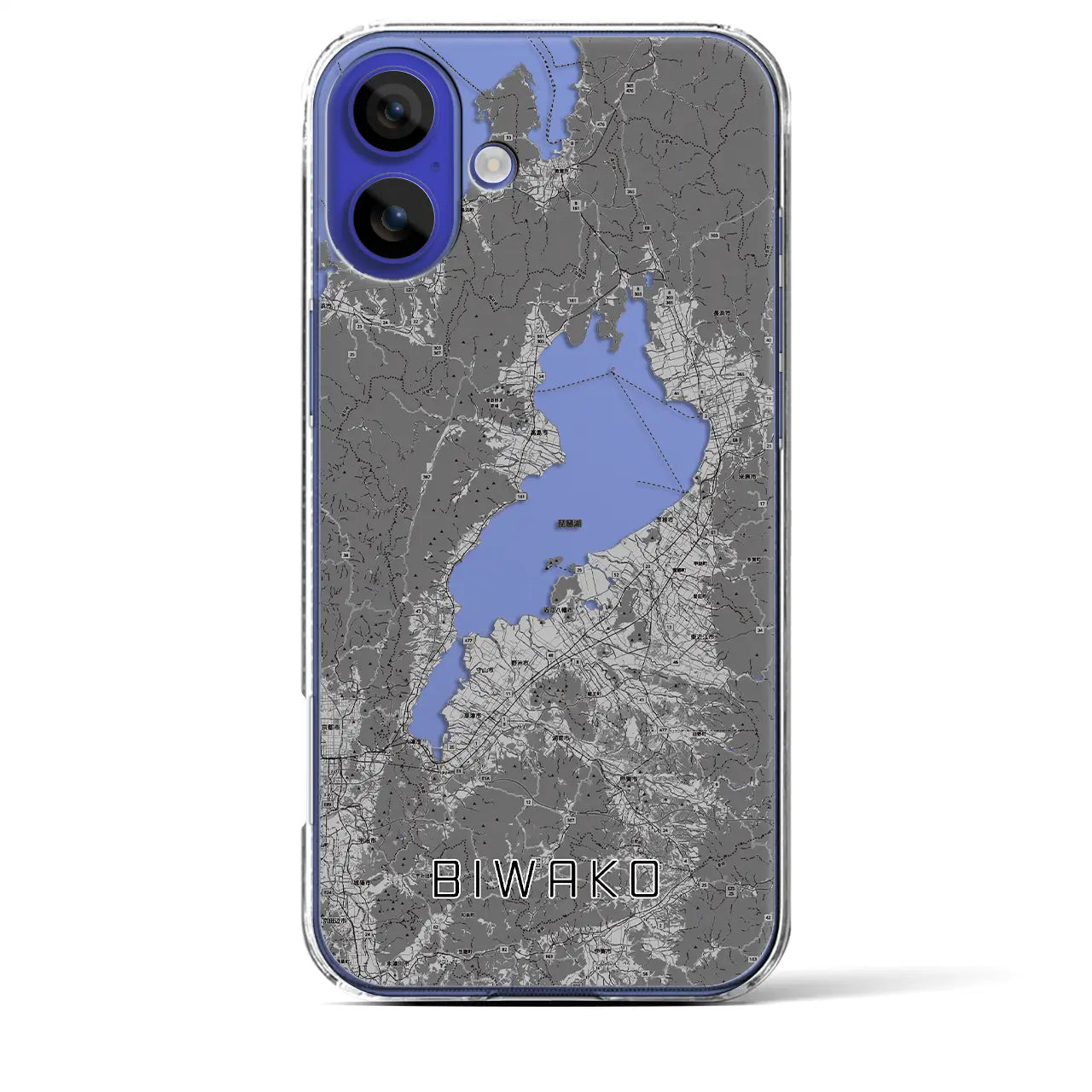 【琵琶湖2(滋賀県)】地図柄iPhoneケース(クリアタイプ)