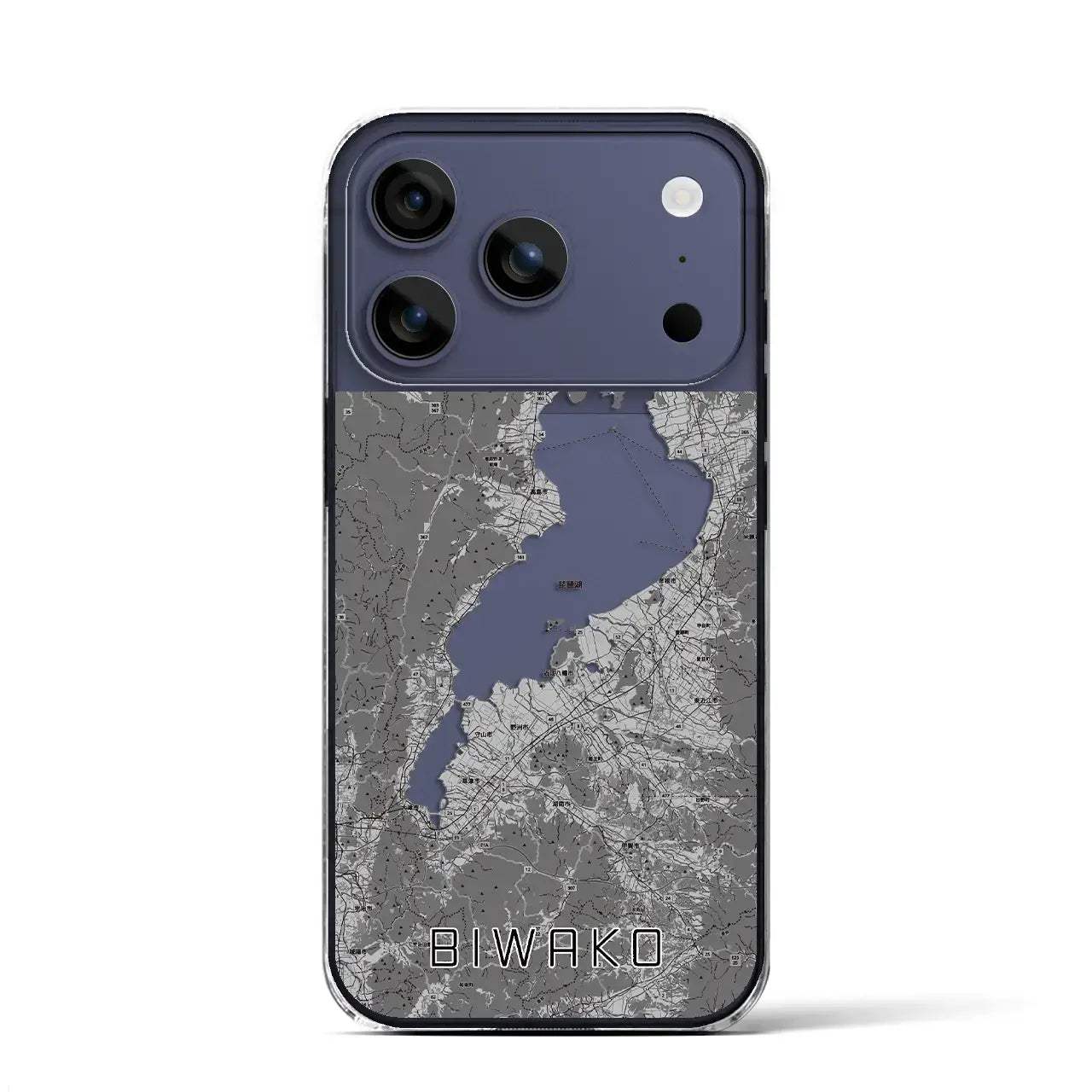 【琵琶湖2(滋賀県)】地図柄iPhoneケース(クリアタイプ)