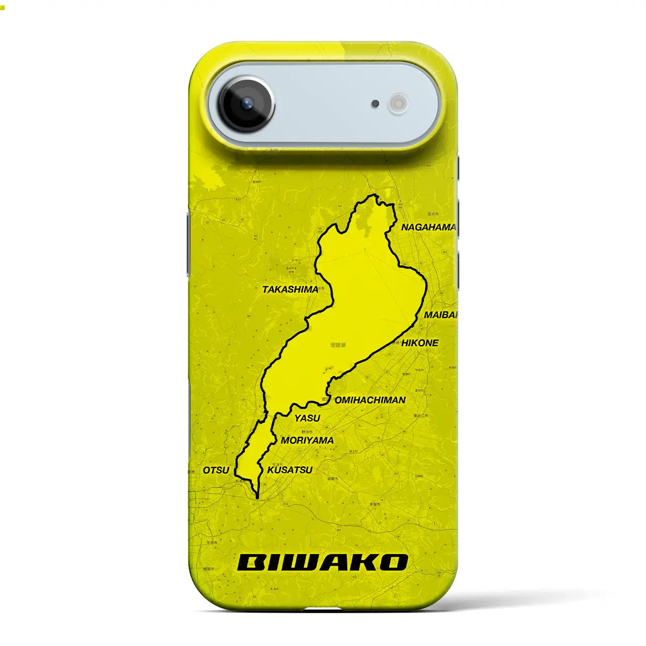 【琵琶湖(滋賀県)】サイクリストiPhoneケース(バックカバータイプ)イエロー・iPhone 17 Pro Max 用