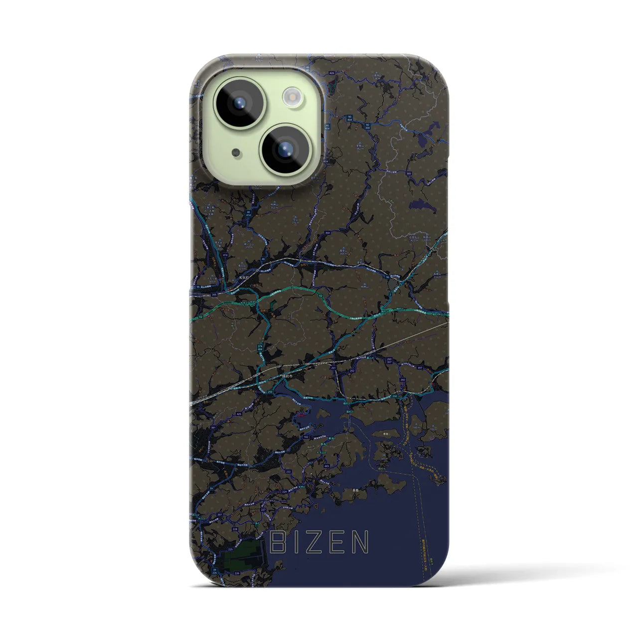 【備前(岡山県)】地図柄iPhoneケース(バックカバータイプ)