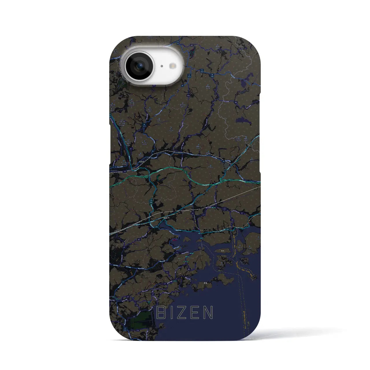 【備前(岡山県)】地図柄iPhoneケース(バックカバータイプ)