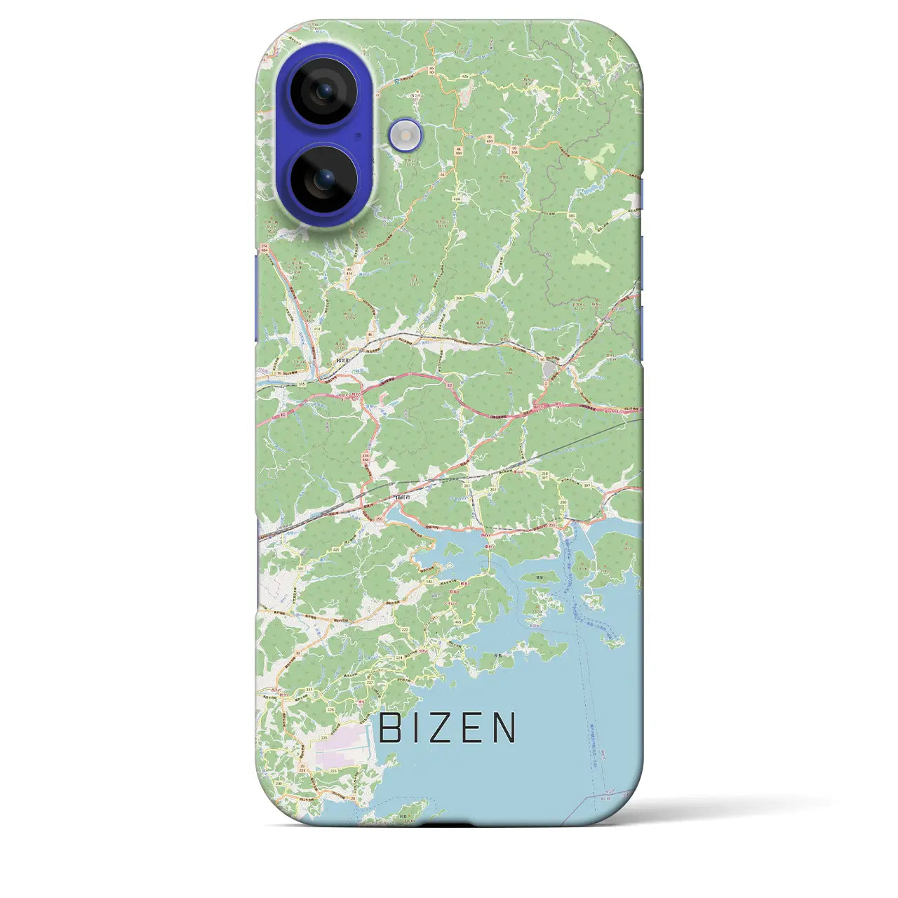 【備前(岡山県)】地図柄iPhoneケース(バックカバータイプ)ブラック・iPhone 16 Pro Max 用