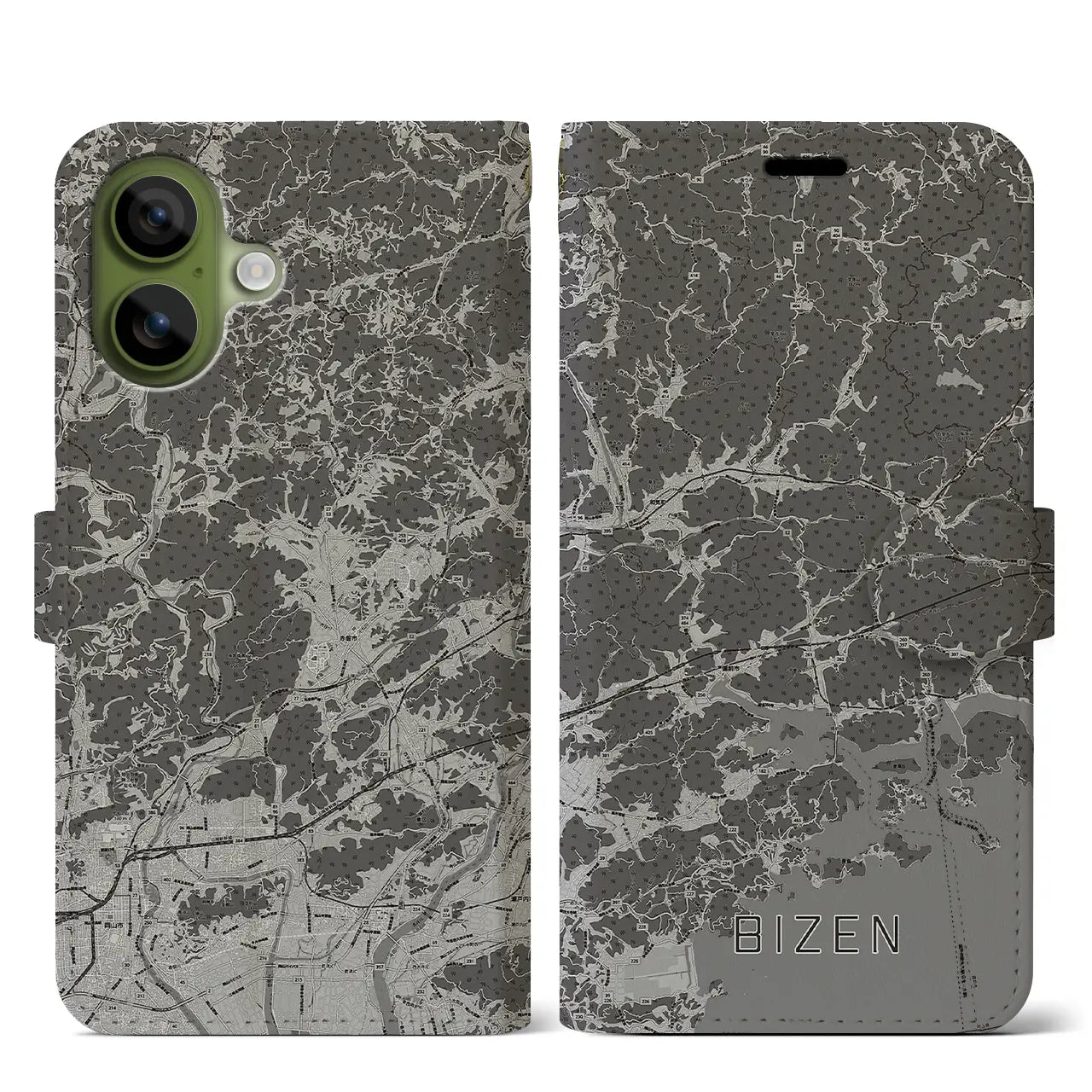 【備前(岡山県)】地図柄iPhoneケース(手帳タイプ)