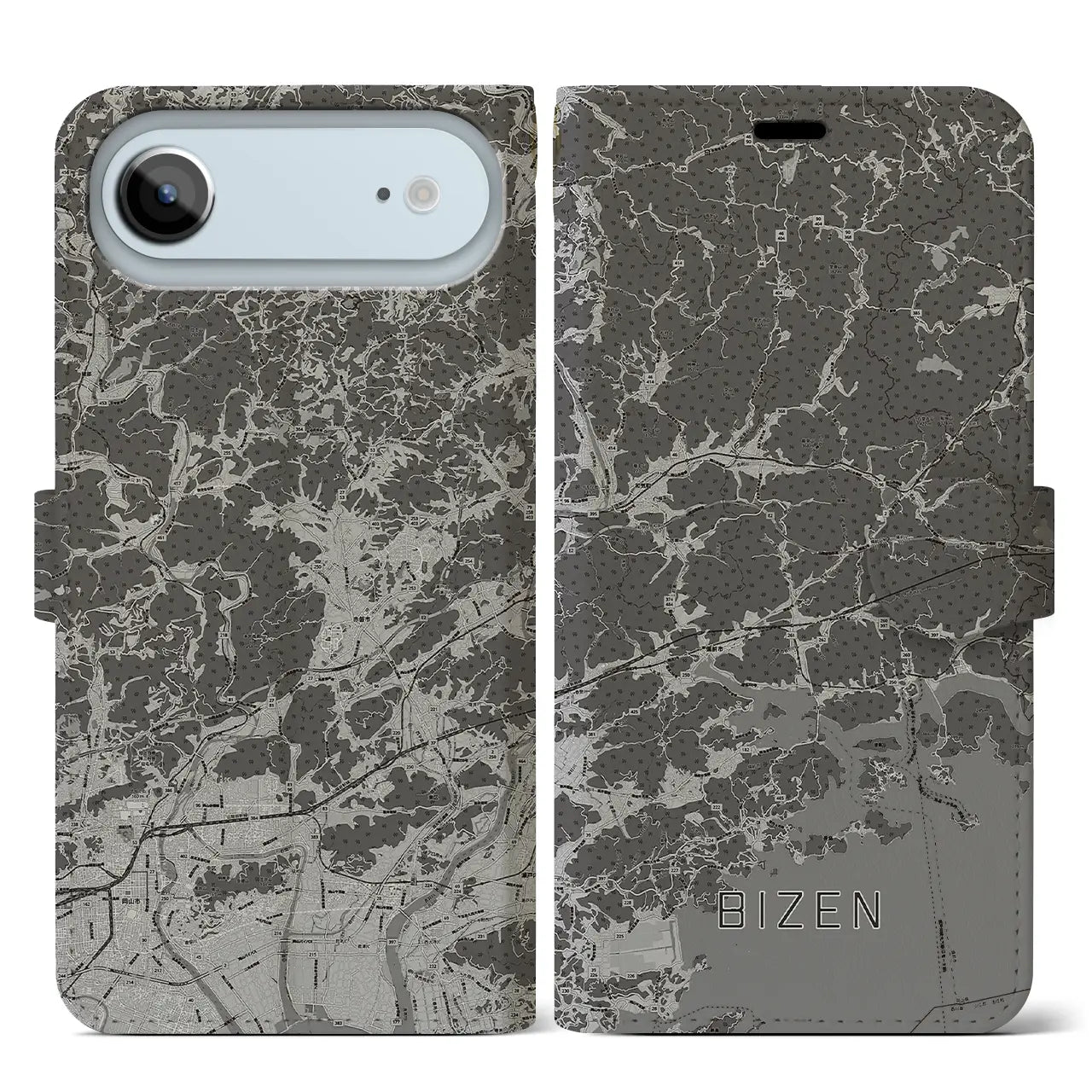 【備前(岡山県)】地図柄iPhoneケース(手帳タイプ)