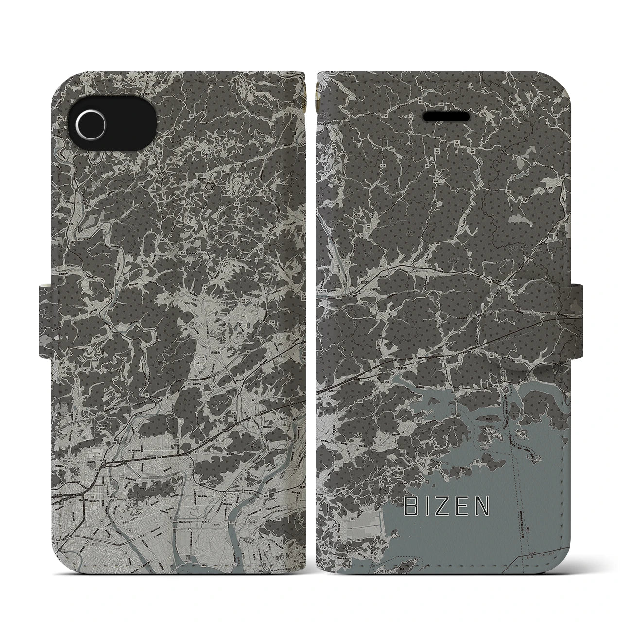 【備前(岡山県)】地図柄iPhoneケース(手帳タイプ)