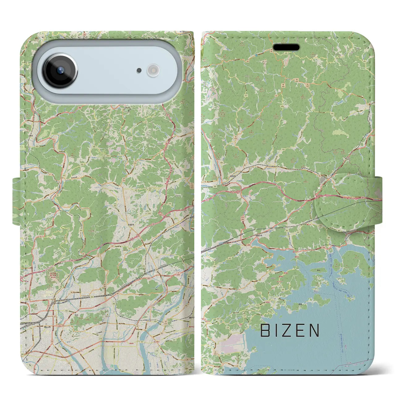 【備前(岡山県)】地図柄iPhoneケース(手帳タイプ)