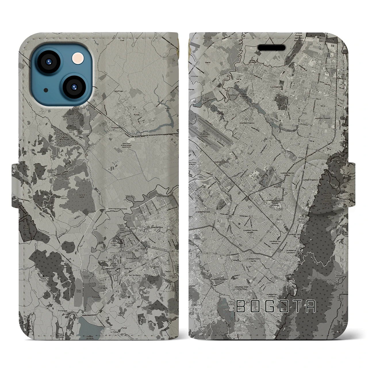 【ボゴタ(コロンビア)】地図柄iPhoneケース(手帳タイプ)