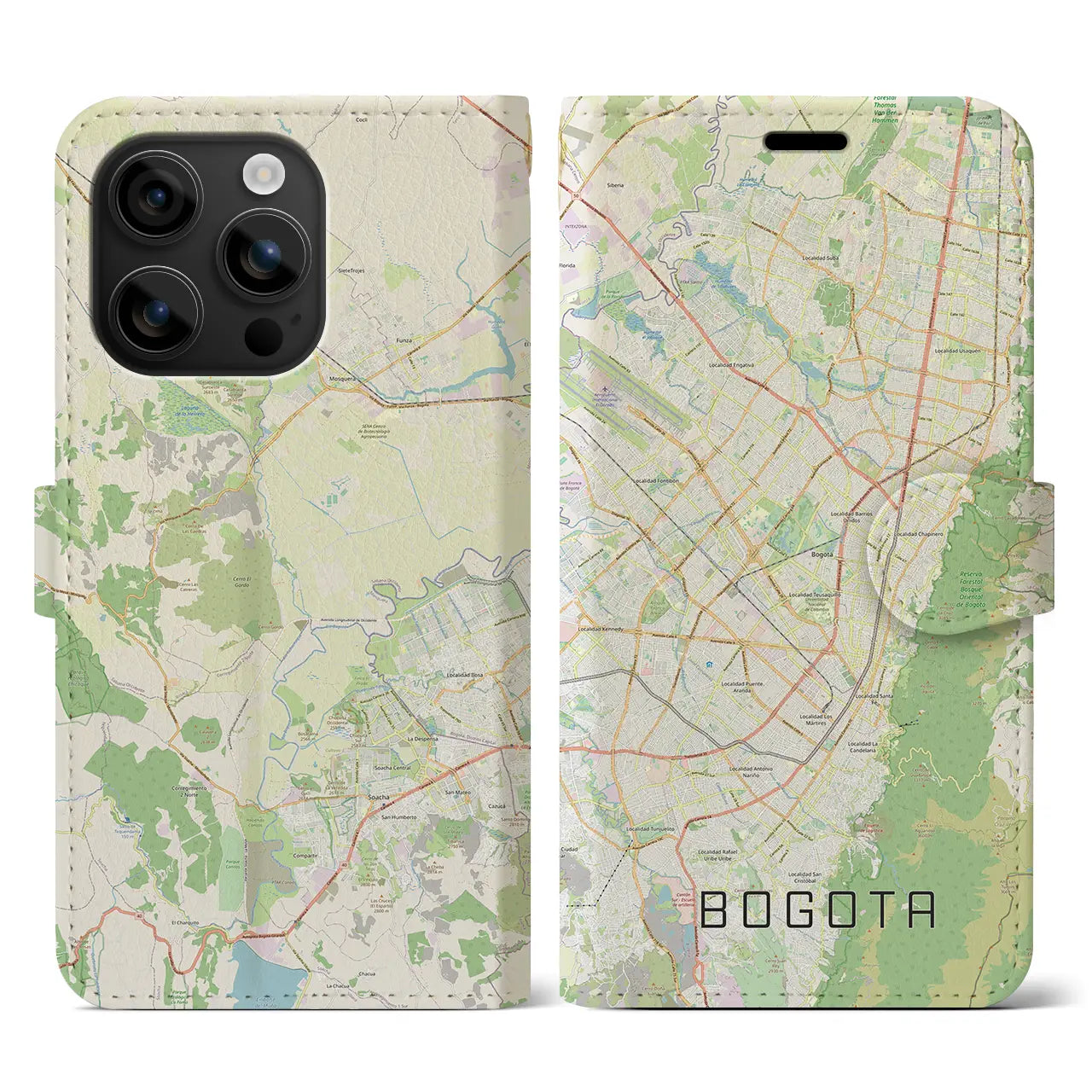 【ボゴタ(コロンビア)】地図柄iPhoneケース(手帳タイプ)ナチュラル・iPhone 16 用