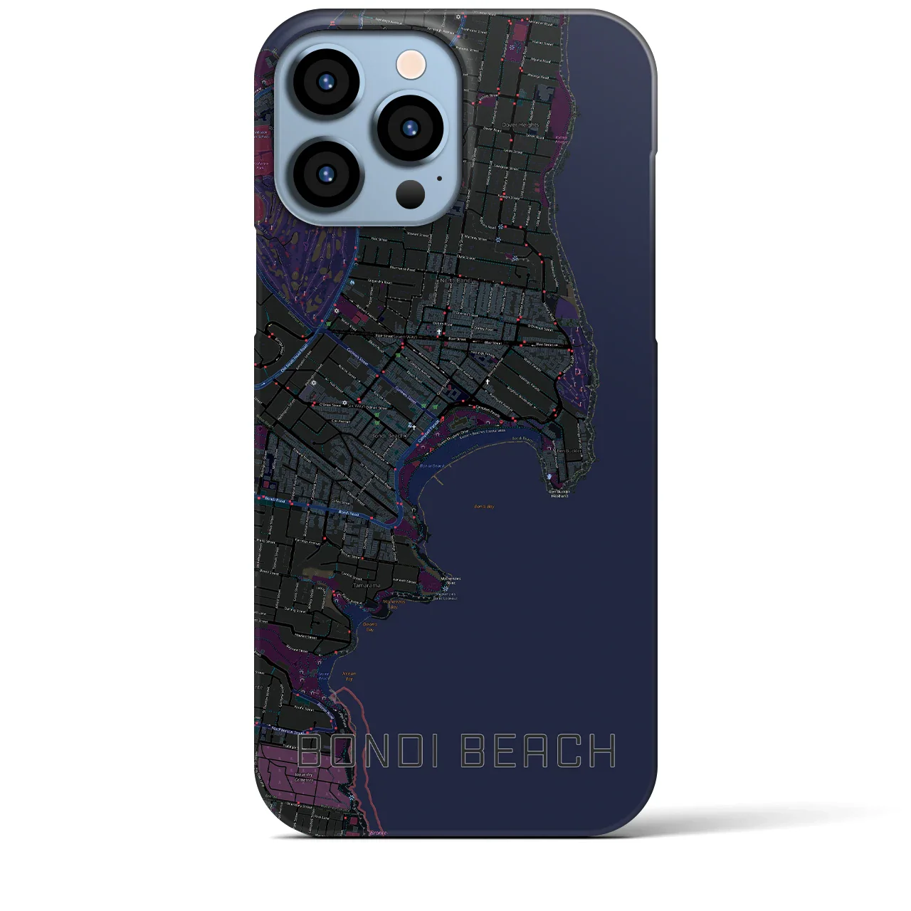 【ボンダイビーチ(オーストラリア)】地図柄iPhoneケース(バックカバータイプ)