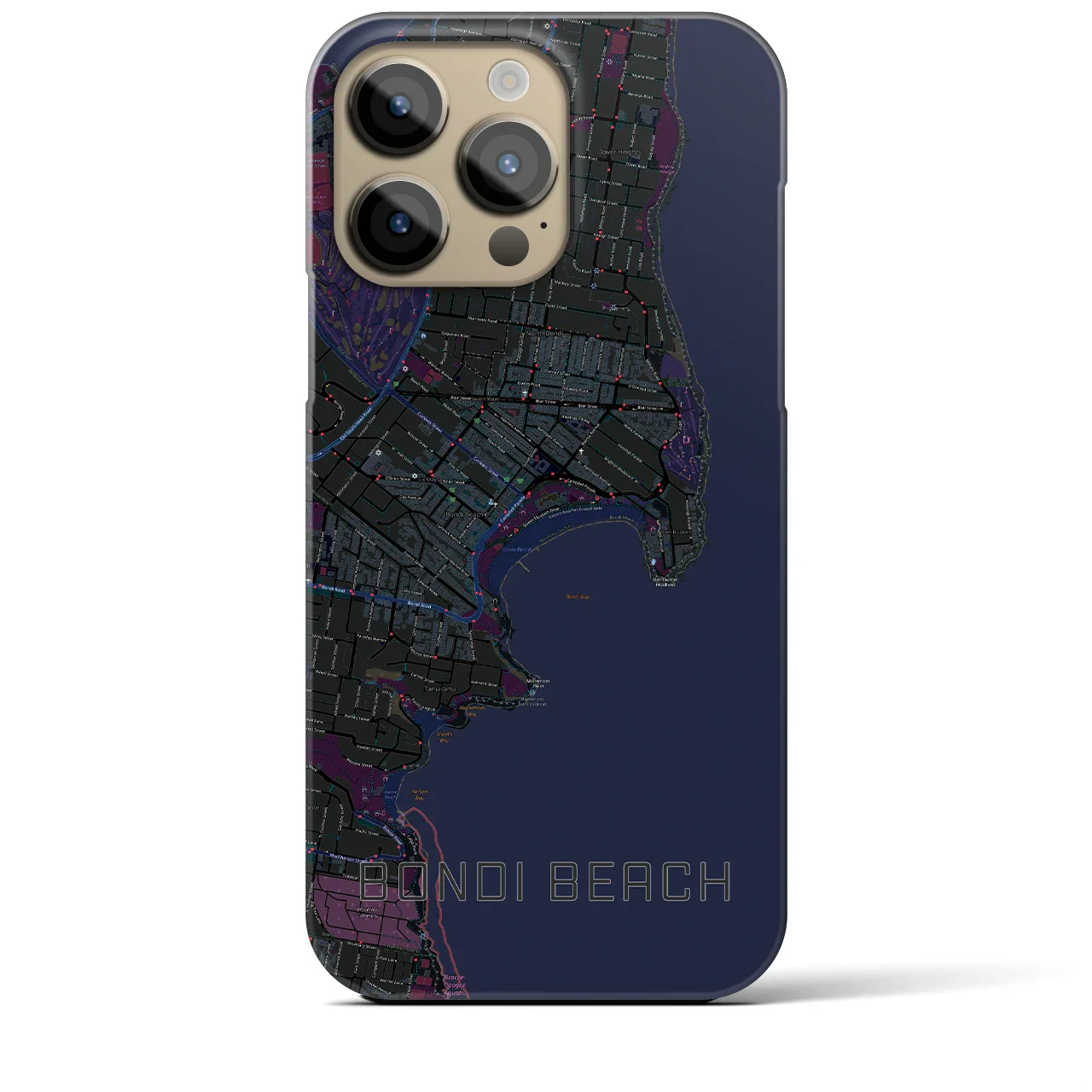 【ボンダイビーチ(オーストラリア)】地図柄iPhoneケース(バックカバータイプ)