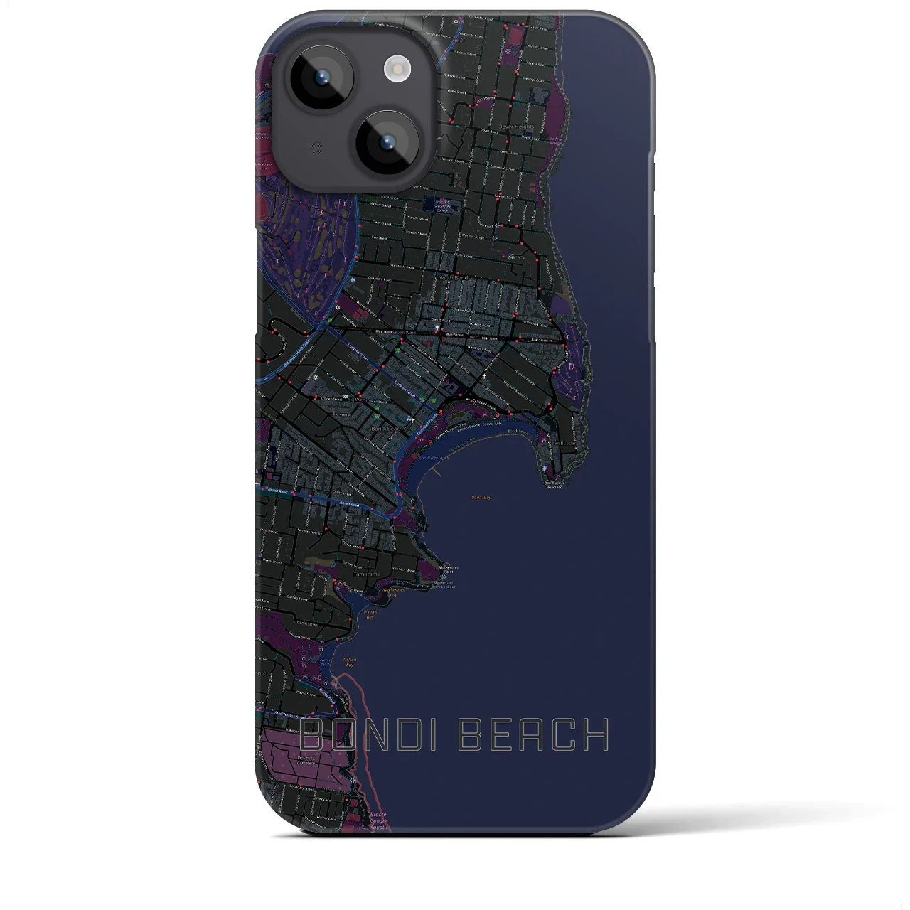 【ボンダイビーチ(オーストラリア)】地図柄iPhoneケース(バックカバータイプ)