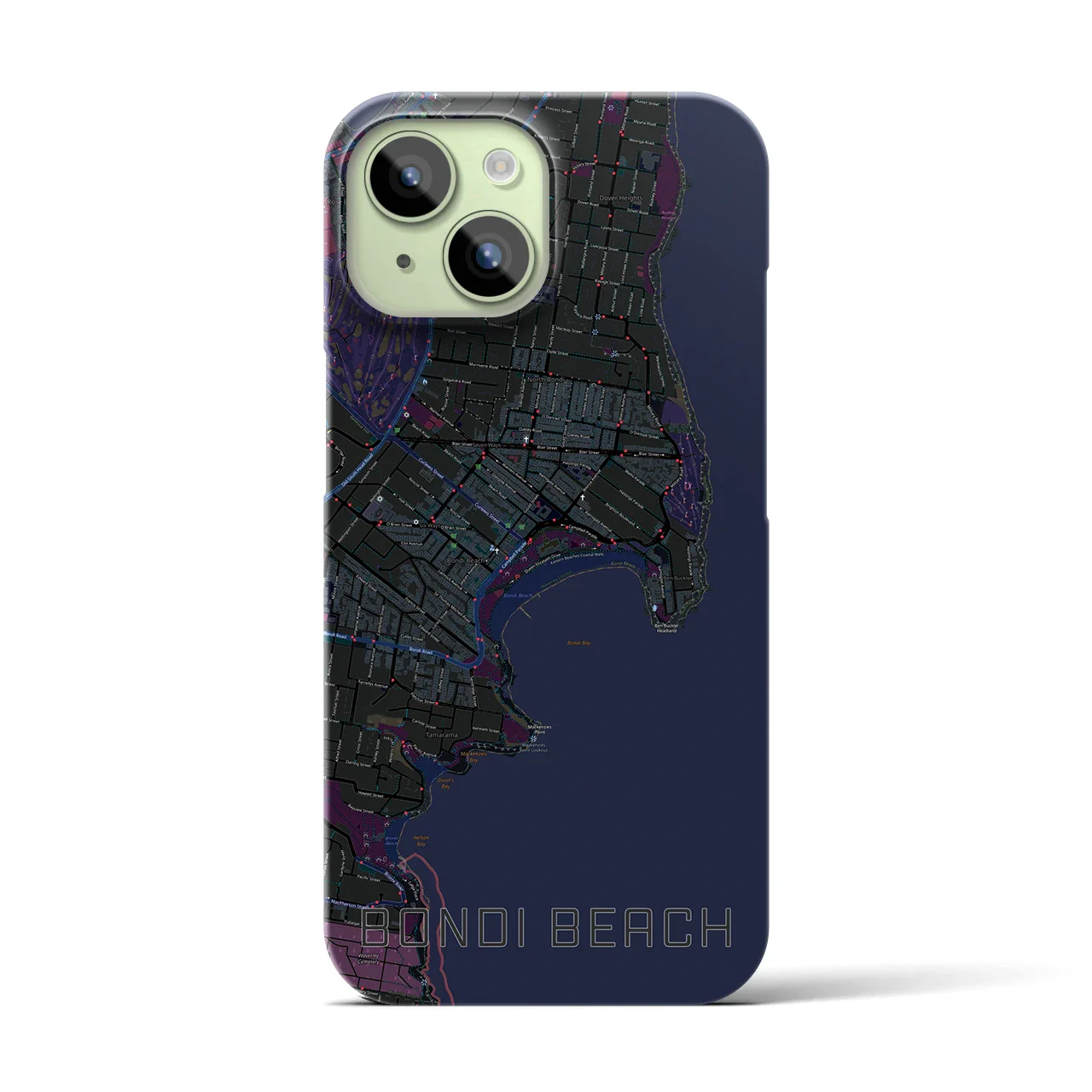 【ボンダイビーチ(オーストラリア)】地図柄iPhoneケース(バックカバータイプ)