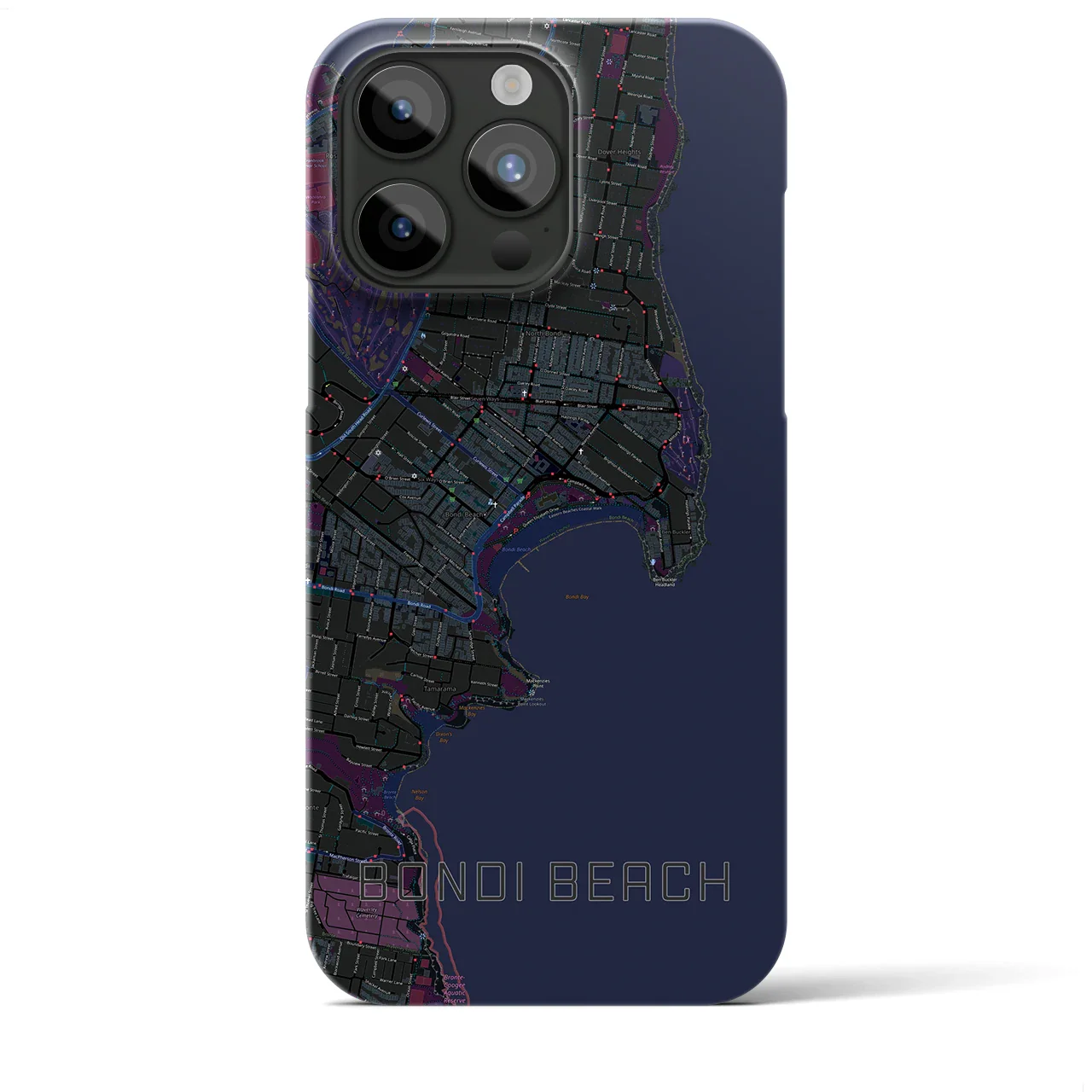 【ボンダイビーチ(オーストラリア)】地図柄iPhoneケース(バックカバータイプ)