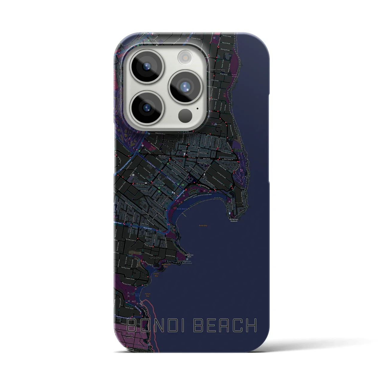 【ボンダイビーチ(オーストラリア)】地図柄iPhoneケース(バックカバータイプ)