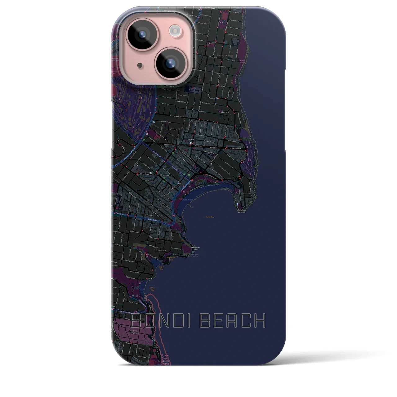 【ボンダイビーチ(オーストラリア)】地図柄iPhoneケース(バックカバータイプ)