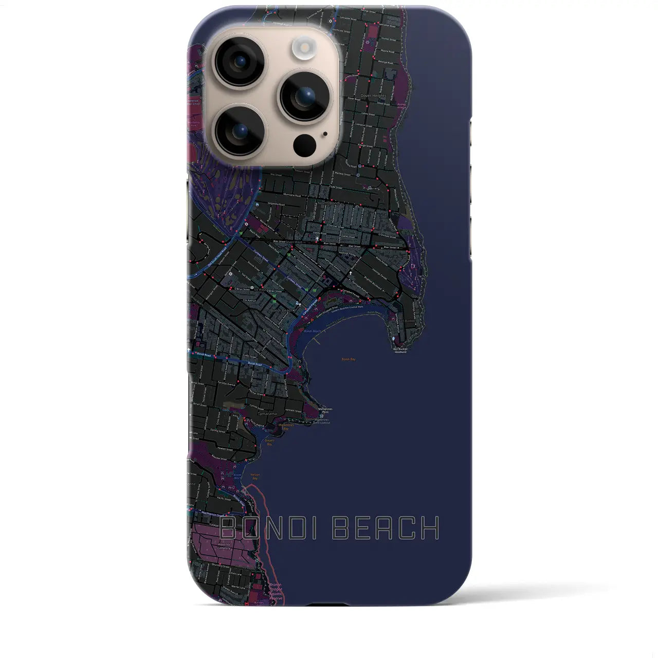 【ボンダイビーチ(オーストラリア)】地図柄iPhoneケース(バックカバータイプ)