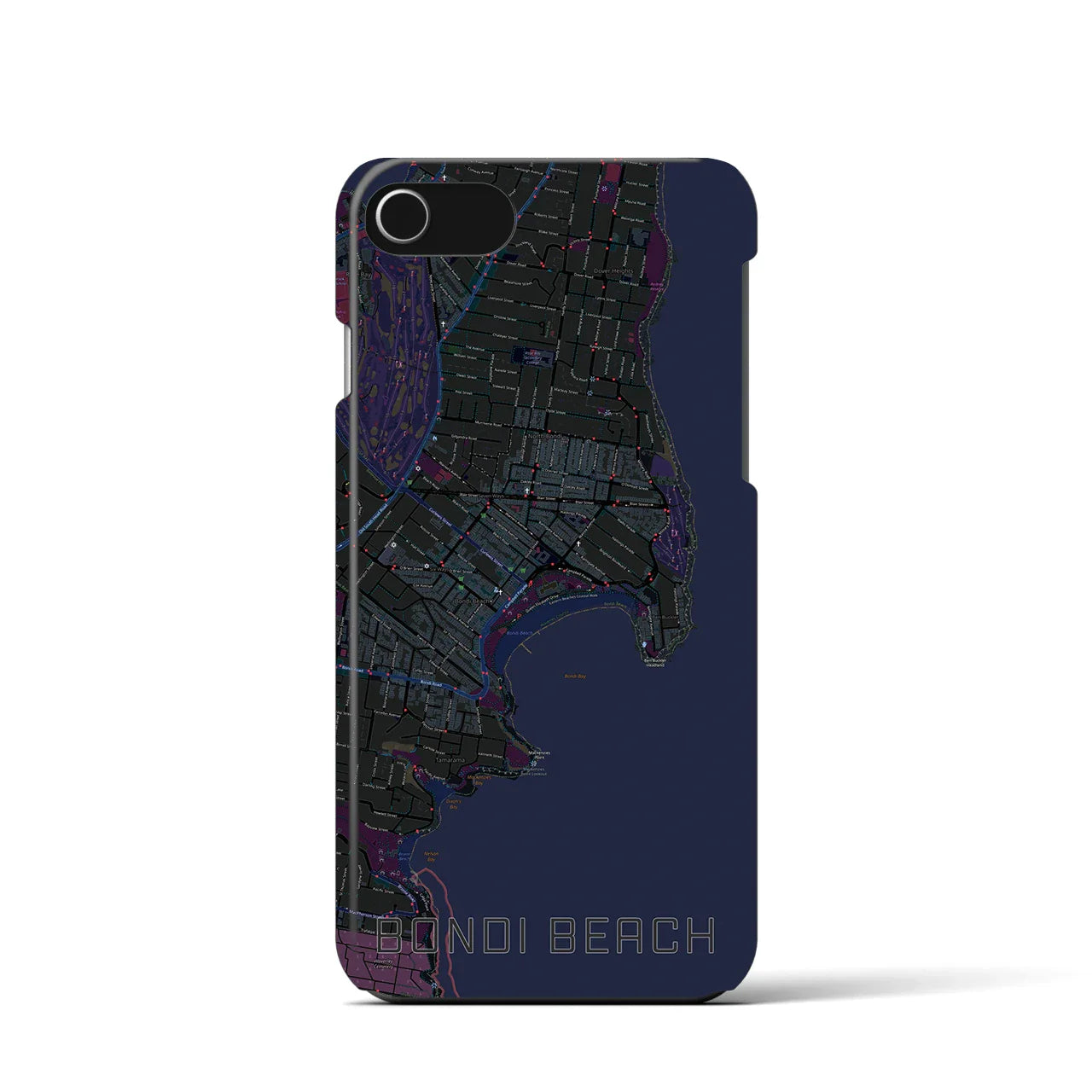 【ボンダイビーチ(オーストラリア)】地図柄iPhoneケース(バックカバータイプ)