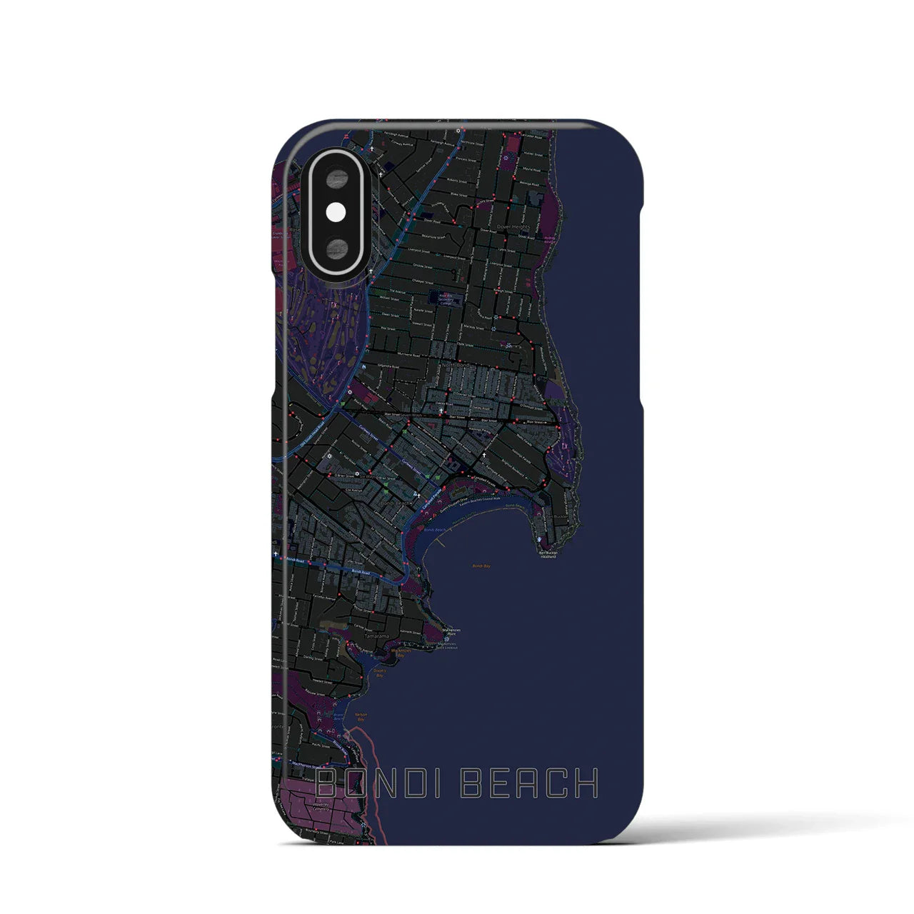 【ボンダイビーチ(オーストラリア)】地図柄iPhoneケース(バックカバータイプ)
