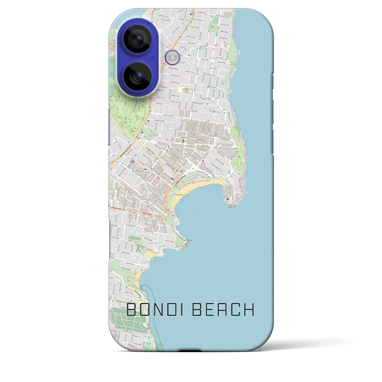 【ボンダイビーチ(オーストラリア)】地図柄iPhoneケース(バックカバータイプ)ブラック・iPhone 16 Pro Max 用