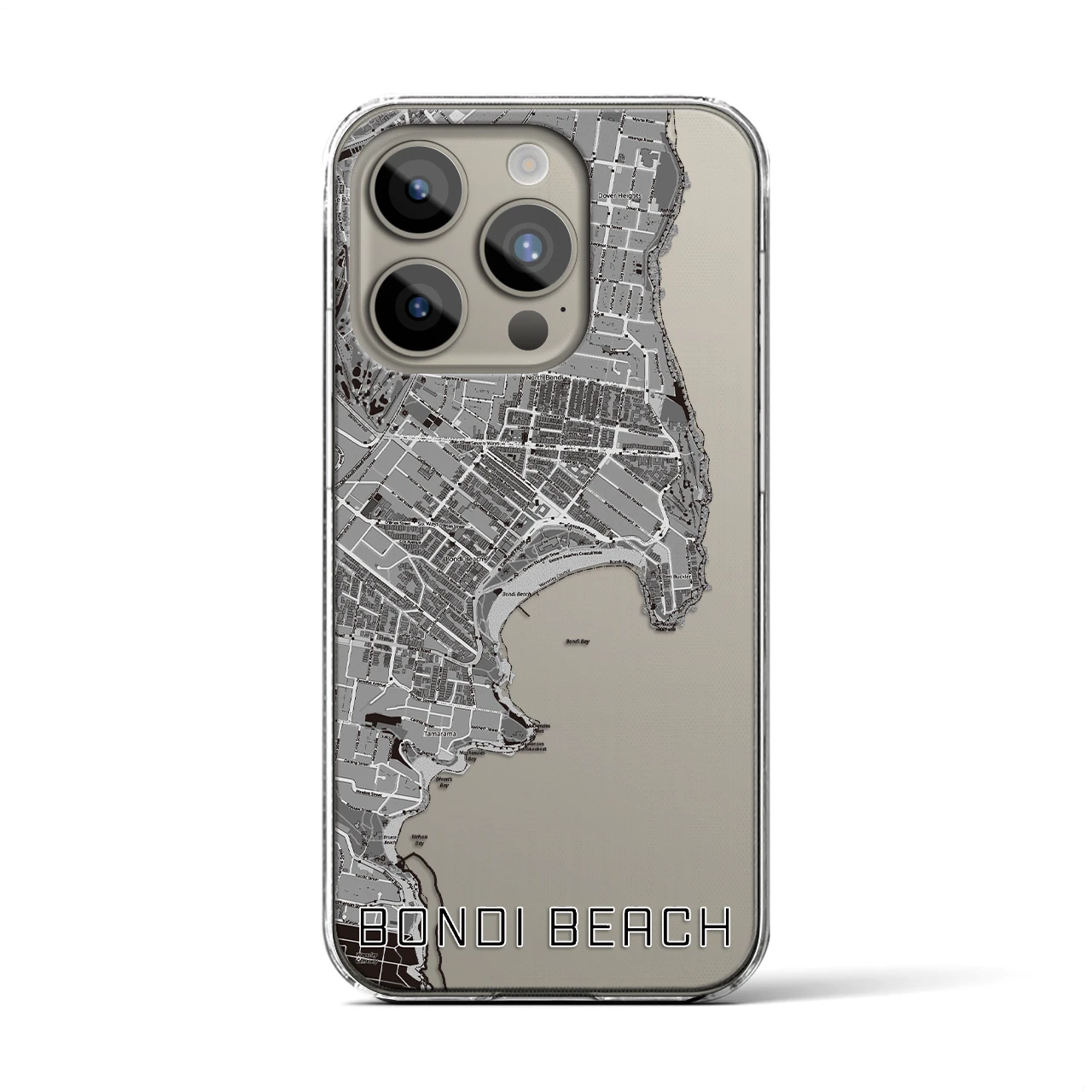 【ボンダイビーチ(オーストラリア)】地図柄iPhoneケース(クリアタイプ)