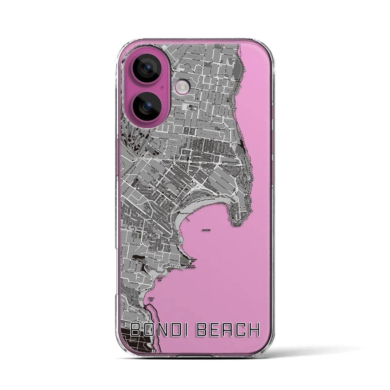 【ボンダイビーチ(オーストラリア)】地図柄iPhoneケース(クリアタイプ)