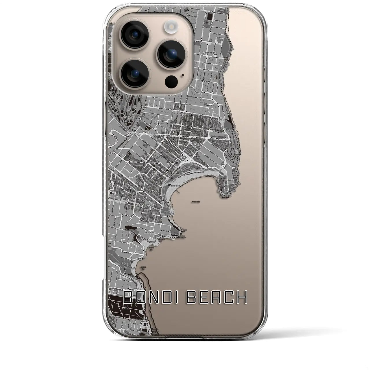 【ボンダイビーチ(オーストラリア)】地図柄iPhoneケース(クリアタイプ)