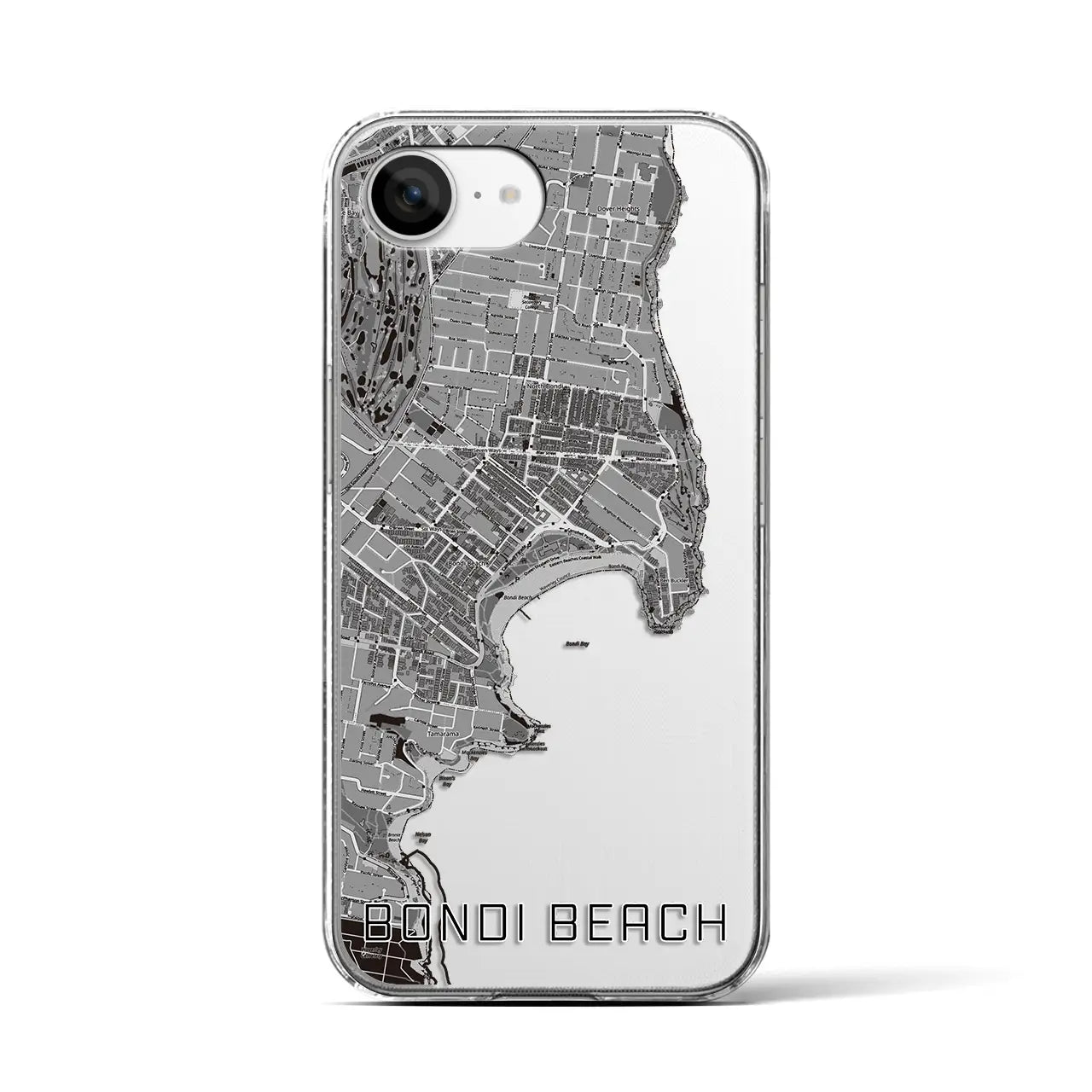 【ボンダイビーチ(オーストラリア)】地図柄iPhoneケース(クリアタイプ)