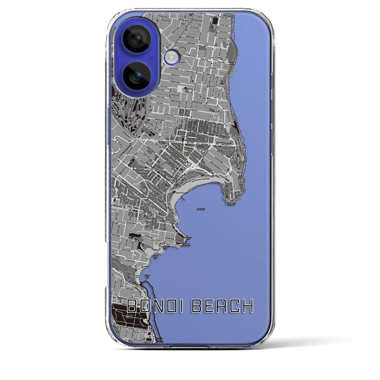 【ボンダイビーチ(オーストラリア)】地図柄iPhoneケース(クリアタイプ)