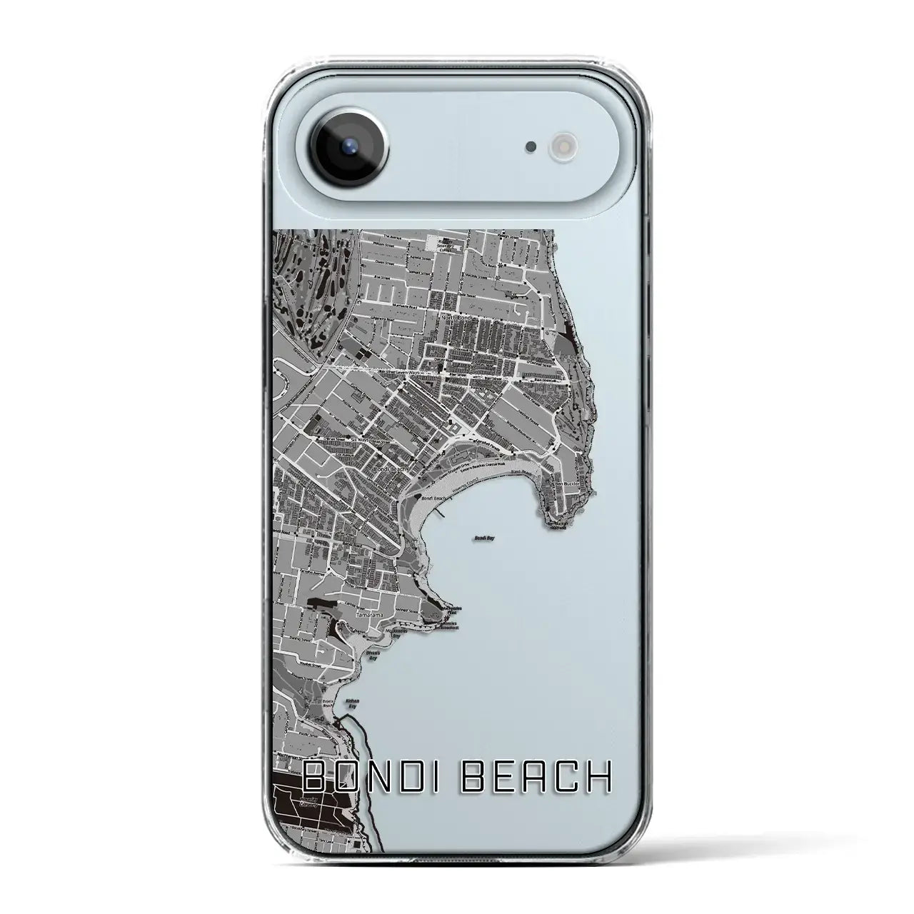 【ボンダイビーチ(オーストラリア)】地図柄iPhoneケース(クリアタイプ)