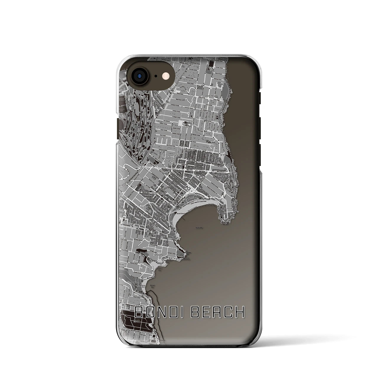 【ボンダイビーチ(オーストラリア)】地図柄iPhoneケース(クリアタイプ)