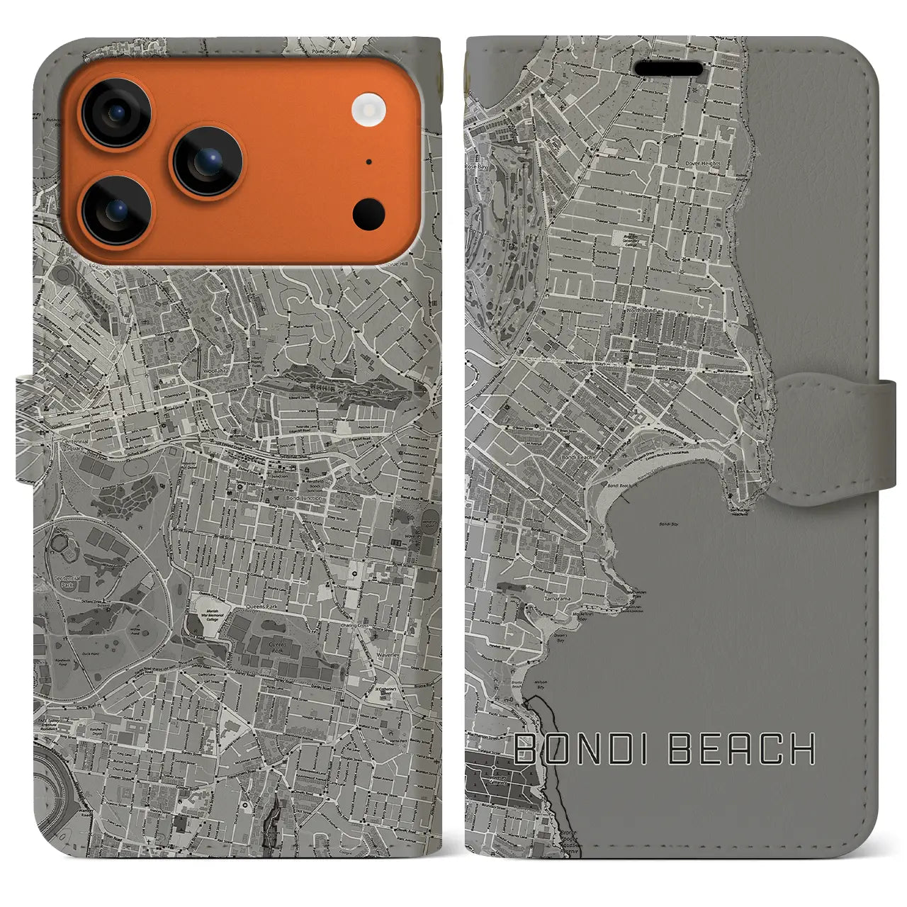 【ボンダイビーチ(オーストラリア)】地図柄iPhoneケース(手帳タイプ)