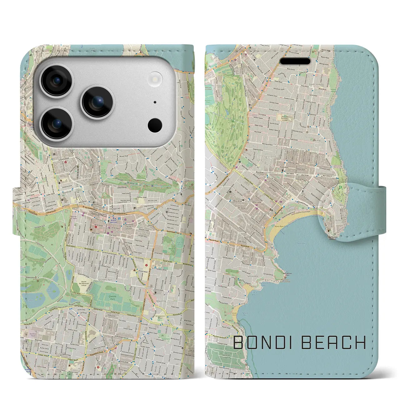 【ボンダイビーチ(オーストラリア)】地図柄iPhoneケース(手帳タイプ)